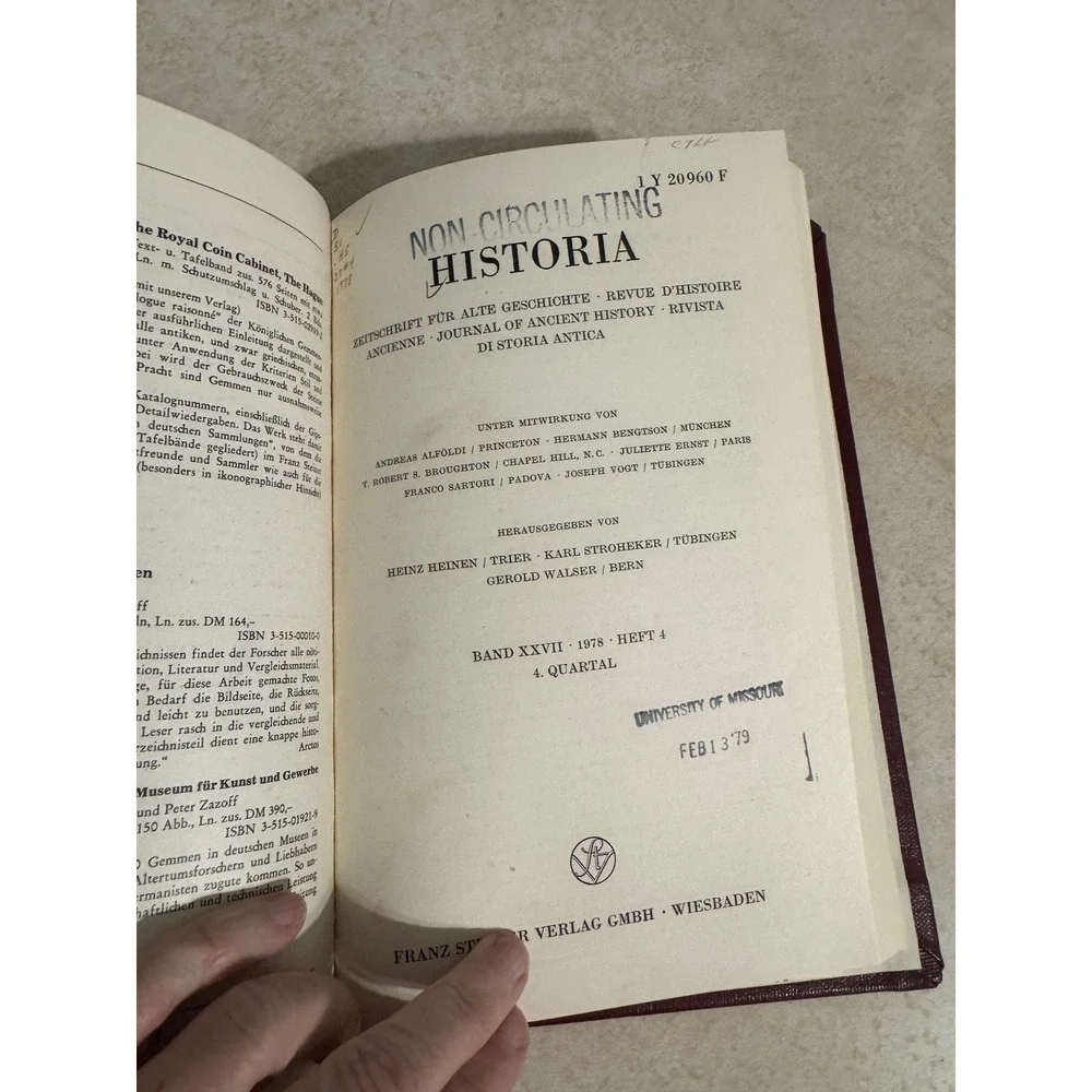Historia Zeitschrift fur Alte Geschichte Band XXVII 1978 Ancient History Journal